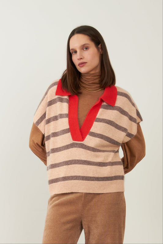 Pull manches courtes angora Motel - Rayures