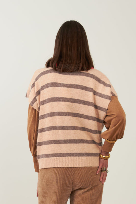 Pull manches courtes angora Motel - Rayures