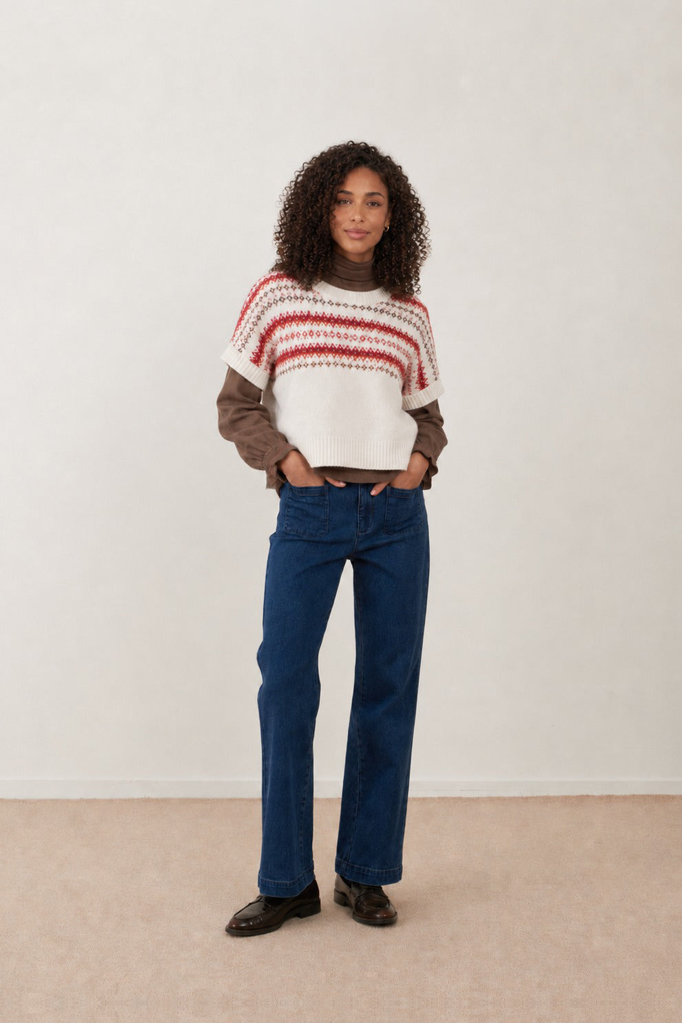 Pull angora jacquard Noelie - Ecru