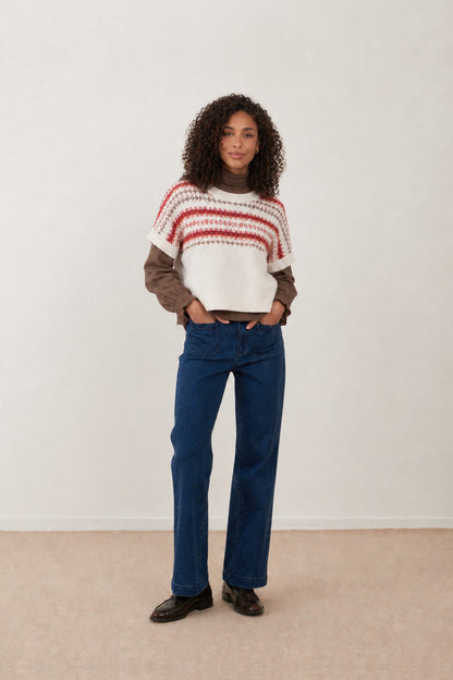 Pull angora jacquard Noelie - Ecru