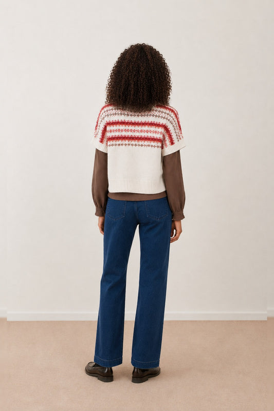 Pull angora jacquard Noelie - Ecru