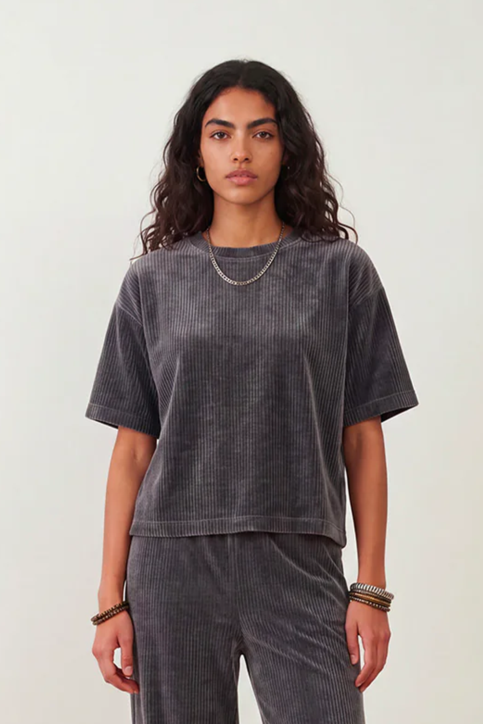 Top velours Softly - Gris