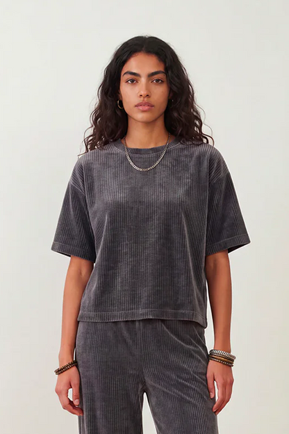 Top velours Softly - Gris
