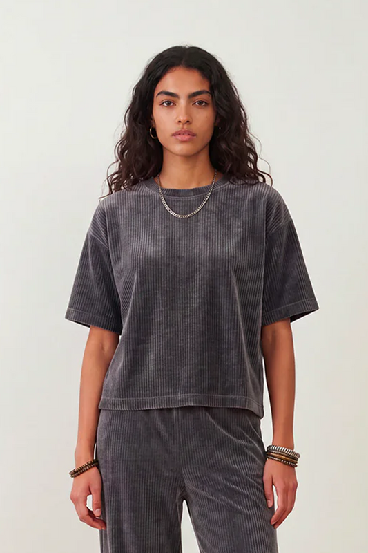 Top velours Softly - Gris