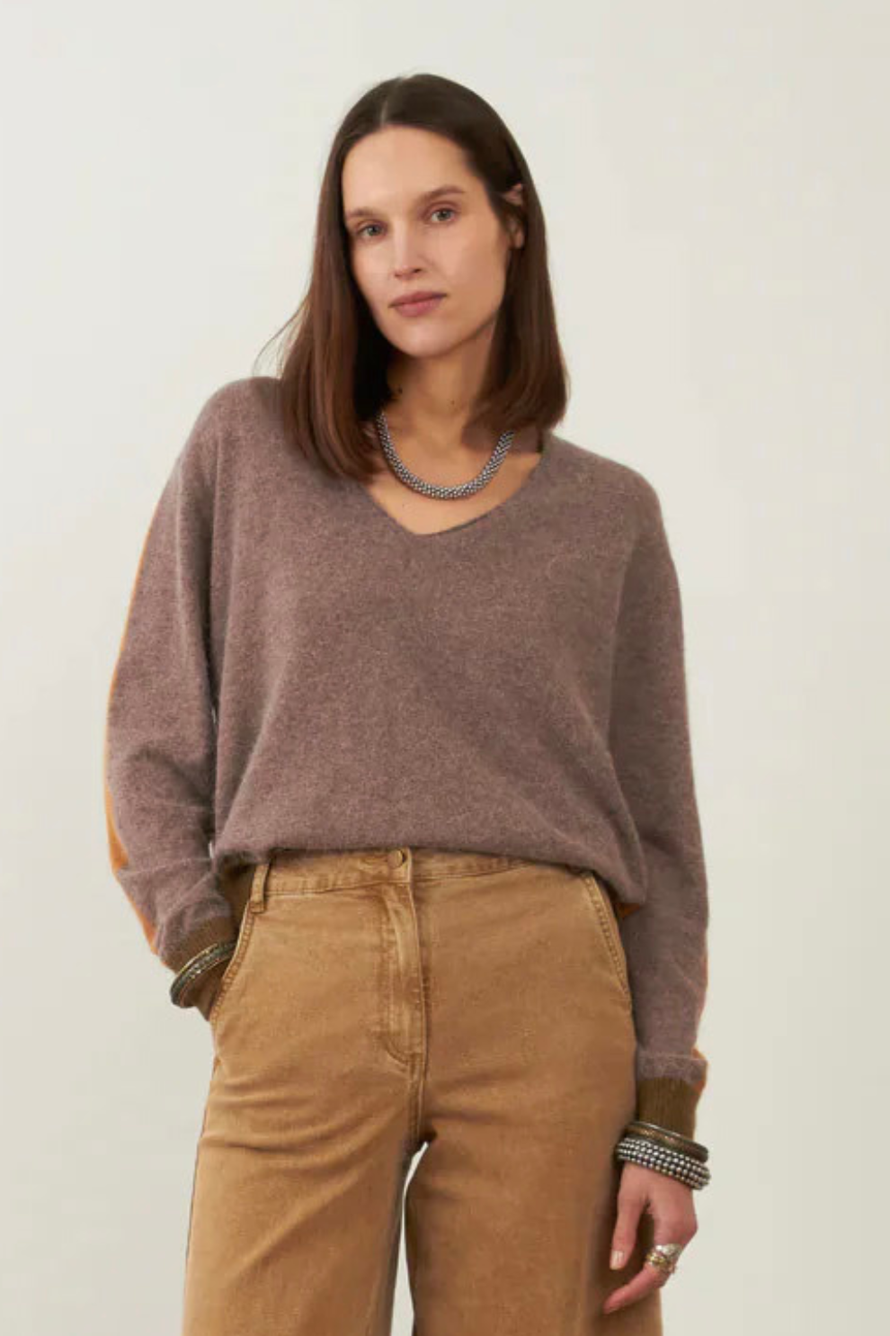 Pull angora tricolore Lysea - Taupe